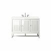 James Martin Vanities Athens 48in Single Vanity, Glossy White w/ 3 CM White Zeus Quartz Top E645-V48-GW-3WZ